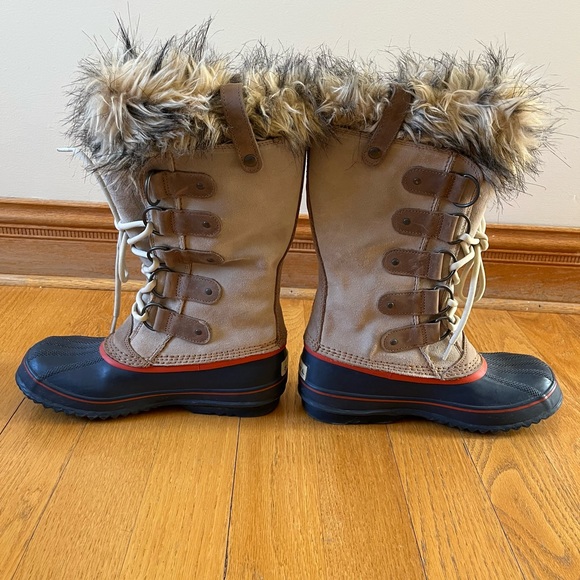 Sorel Joan of Arctic Brown Leather Winter Boots Lace Up Mid Calf Womens Size 8 - Picture 2 of 6